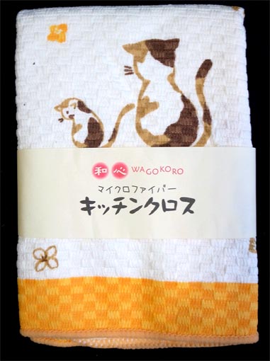 ネコ柄のディッシュクロス(ふきん)