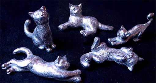 猫の形の箸置き 錫製 すず製