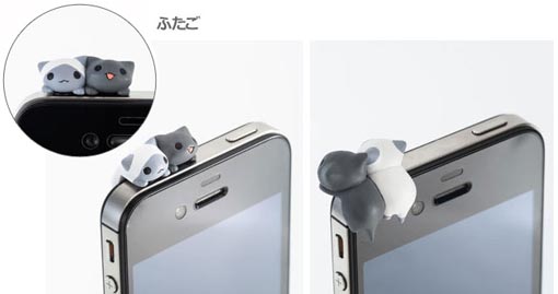 にゃんこ型イヤホンジャックカバー【ふたご】